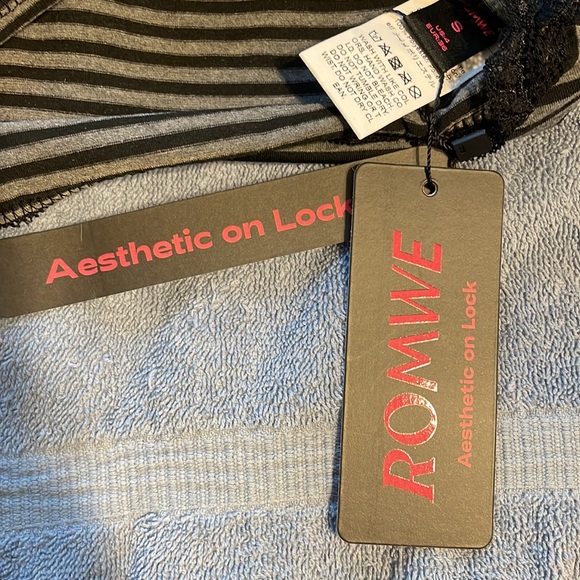 Gray and black stripe cami, size small - Picture 3 of 3